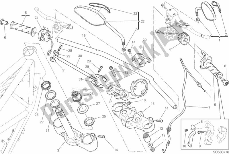 All parts for the Handlebar And Controls of the Ducati Scrambler Urban Enduro Brasil 803 2016